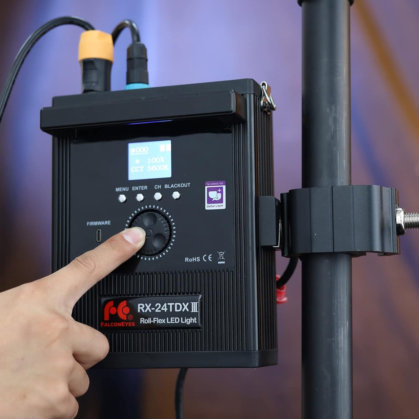 Falcon Eyes RX-24TDX III 220W Roll-Flex LED Light Bi-Color 3000K-5600K IPX8 Waterproof Flexible LED Light with RX-24TDXSBHC II Honeycomb Grid Softbox and 9 Scene Effect Modes, APP Control