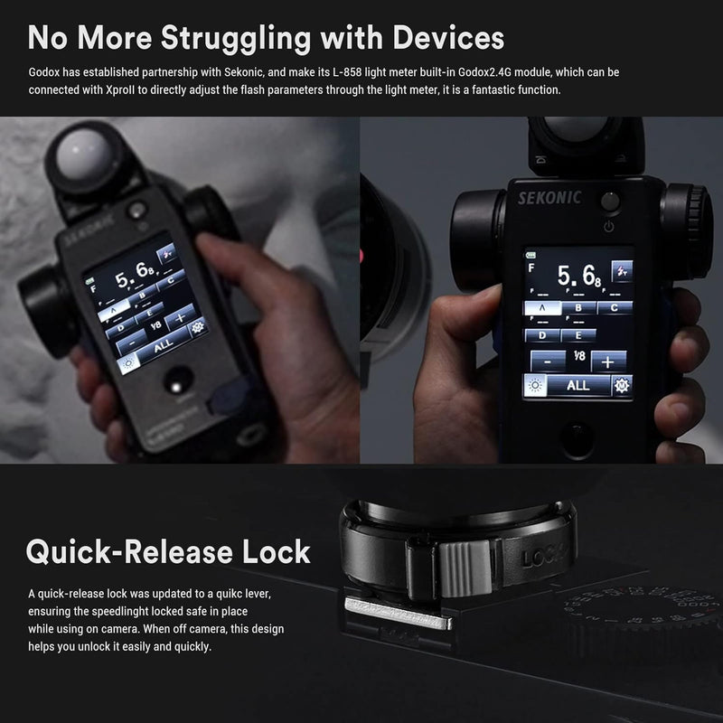 Godox XProII-F XProIIF TTL Wireless Flash Trigger for Fuji Cameras, 2.4G Wireless Flash Transmitter HSS 1/8000S, Bluetooth Connection, TCM Transform Function, New Hotshoe Locking, Large LCD Display