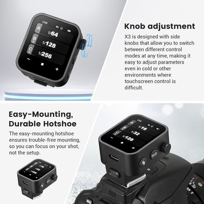 Godox X3-S Touchscreen TTL Wireless Flash Trigger for Sony Camera, 1/8000s HSS TTL TCM Function, Built-in Battery USB-C Charge Flash Transmitter Compatible with Sony A7IV A7C A7M4 A7R A7RIII