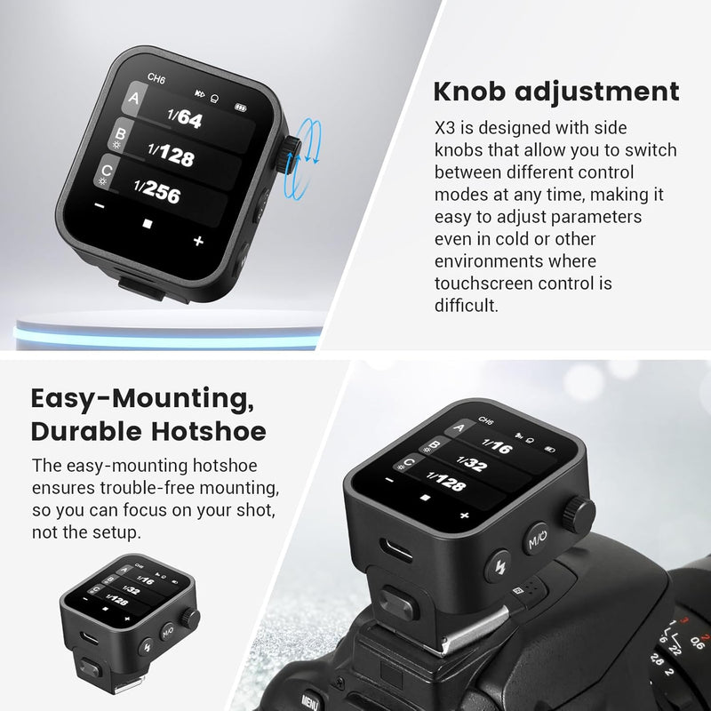 Godox X3-S Touchscreen TTL Wireless Flash Trigger for Sony Camera, 1/8000s HSS TTL TCM Function, Built-in Battery USB-C Charge Flash Transmitter Compatible with Sony A7IV A7C A7M4 A7R A7RIII