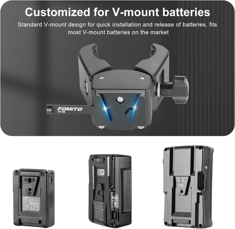 FOMITO V Mount Battery Plate V Mount Adapter VK-08 V-Mount V-Lock Battery Clamp Quick Release Plate for Sony BP Battery