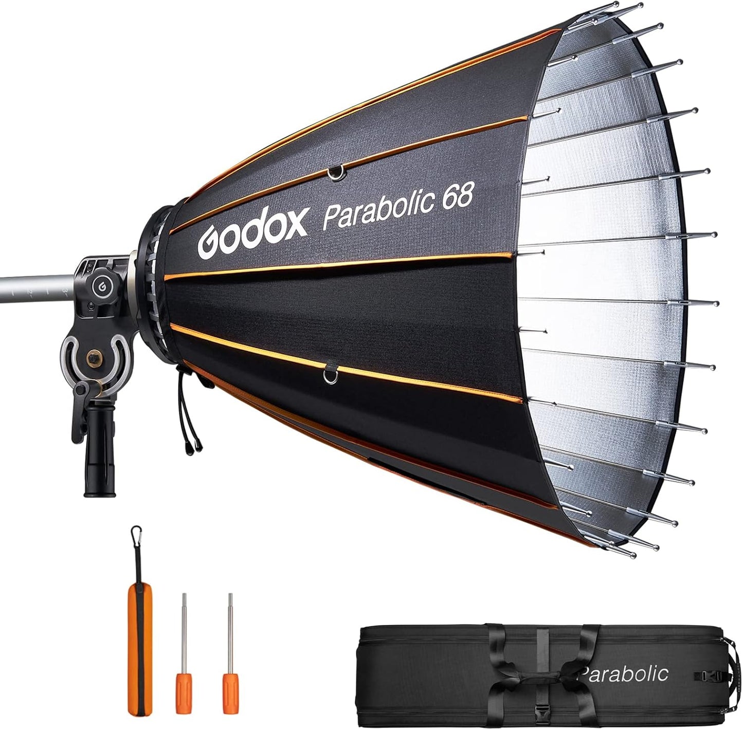 Godox Parabolic Light Focusing System P68 Kit Parabolic Softbox, Quick-Setup Bowens Mount for Godox SL-60W SL150WII VL150 VL300 UL150 UL60 SZ150R SZ200BI and Bowens Mount Falsh (P68 Kit)