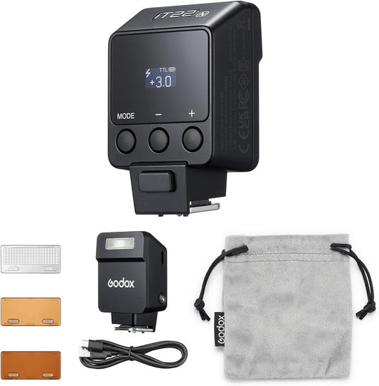 GODOX iT22 C/N/S/F/O iFlash TTL Camera Flash Light, 700+ Flashes & 1.5 s Recycling, 6 Stops (1/32 to 1/1 Power), Built in Battery with Magnetic Diffuser & Filter (Black, for Nikon)