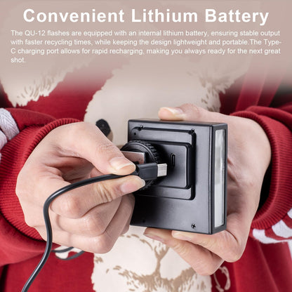 Fomito-QU-12 Camera Flash, Mini Flash Speedlite, Single Contact Hotshoe,Built-in Lithium Battery for Canon/Nikon/Fuji/Sony/Olympus Camera-F0068