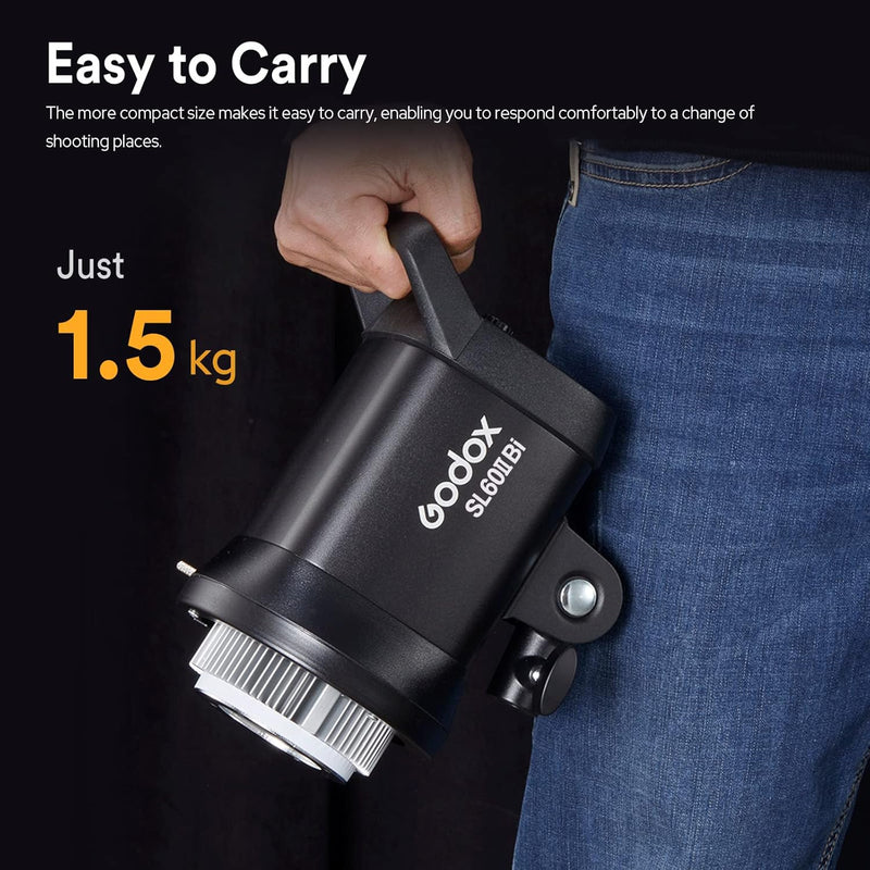 Godox SL60IIBi Bi-Color LED Video Light,2800K-6500K,CRI96+ TLCI97+, Built in 11 FX Effects, APP/2.4G Wireless Control Adjust Brightness, Bowens Mount LED Continuous Output Lighting