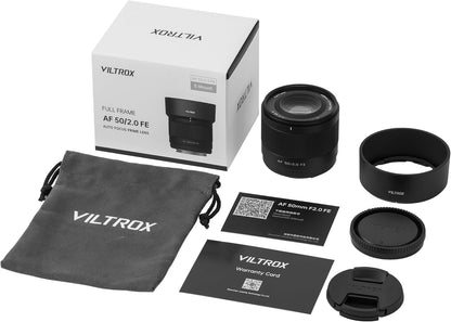 VILTROX 50mm F2 Full Frame Lens for Sony, AF 50mm f/2.0 FE Standard Prime Lens for Sony e Mount, FE Ultra-Compact e Mount Lens for A7RV ZVE1 A7CR A7CII a7Ⅳa7RⅣ a6500 a6600