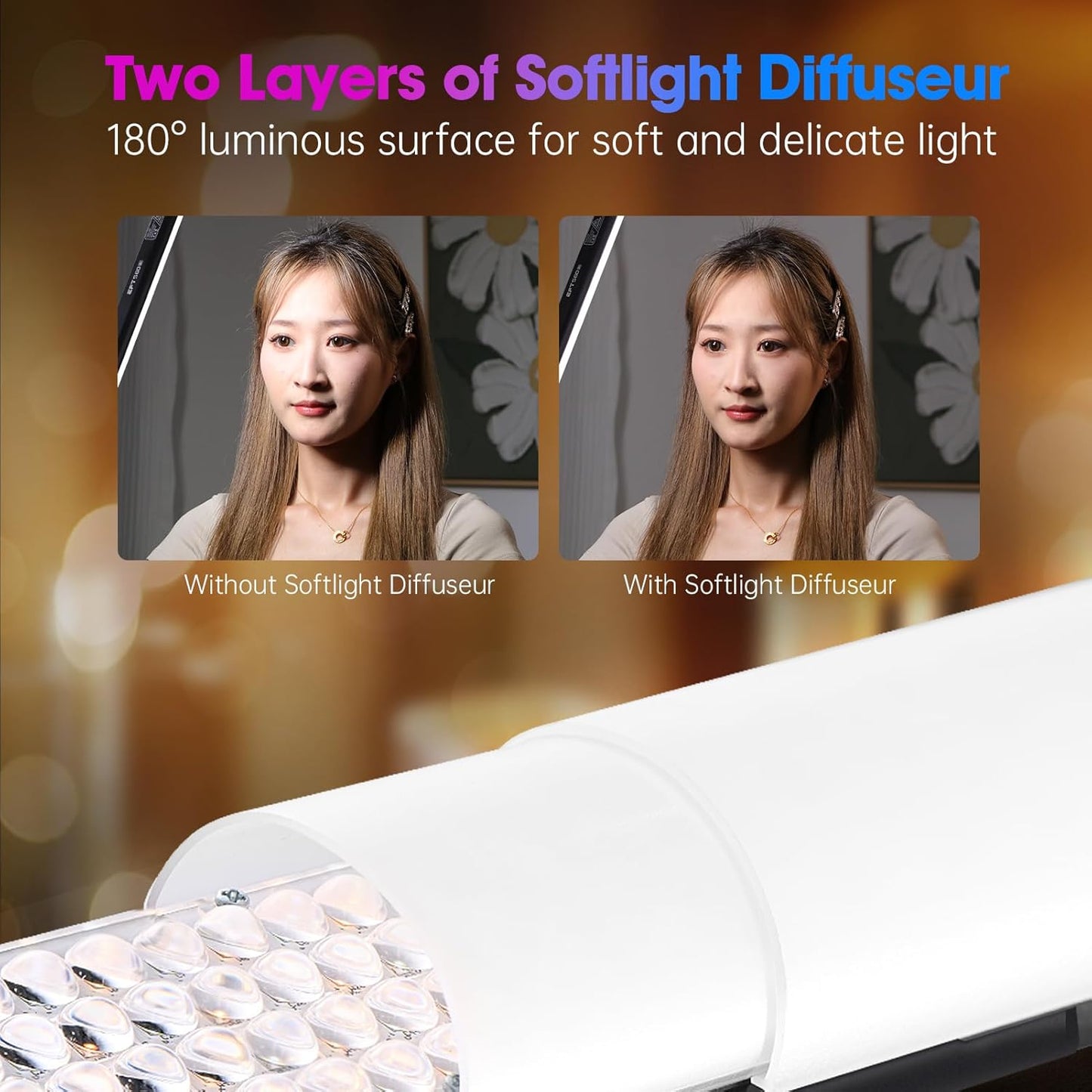 JINBEI EFT-360IIIRGB Handheld LED Light Stick, Light Wand Photography with APP Control & Metal Barndoor, Built-in 3000mAh Battery, 2000K-7500K, TLCI＞98, 26 FX Lighting Effects