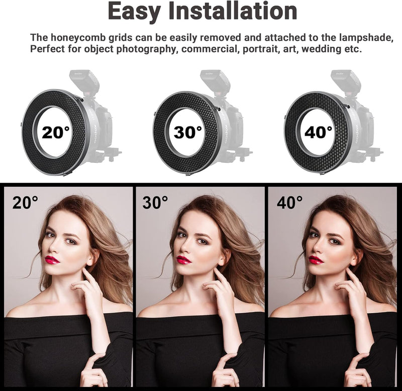 Godox R200-HC20 20° Honeycomb Grid for Godox R200 Ring Flash Head, Photography Lighting Accessory for Creative Shooting, Art, Advertising, Product Shooting