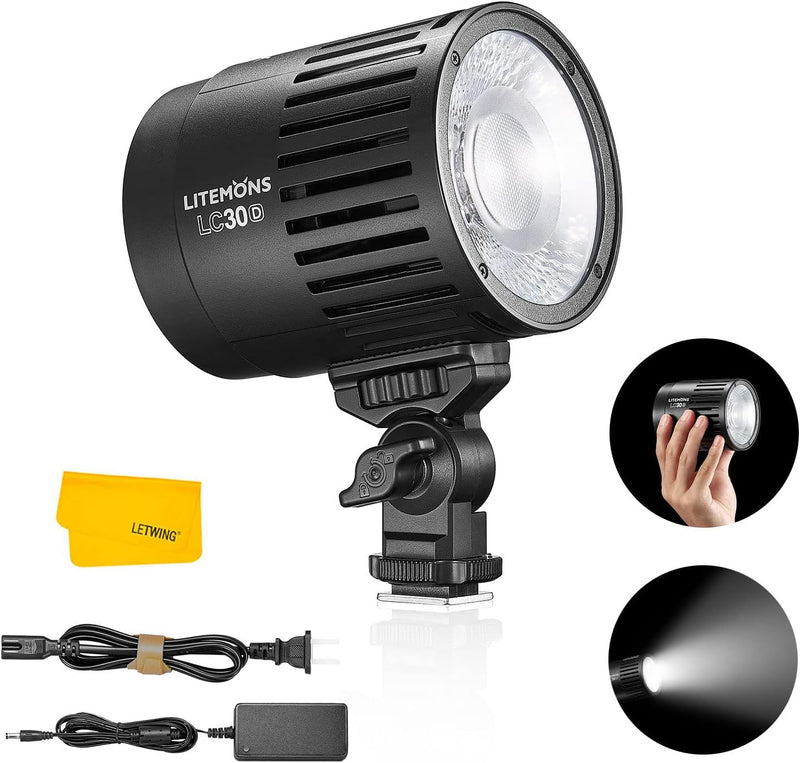 Godox LC30D LED Video Light,38W Tabletop LED Light,5600K 35800 LUX@0.5m,CRI 95+/TLCl 96+,0%-100% Dimming,8 FX Light Effects,for Live Streaming,Product Photography,Outdoor Shooting