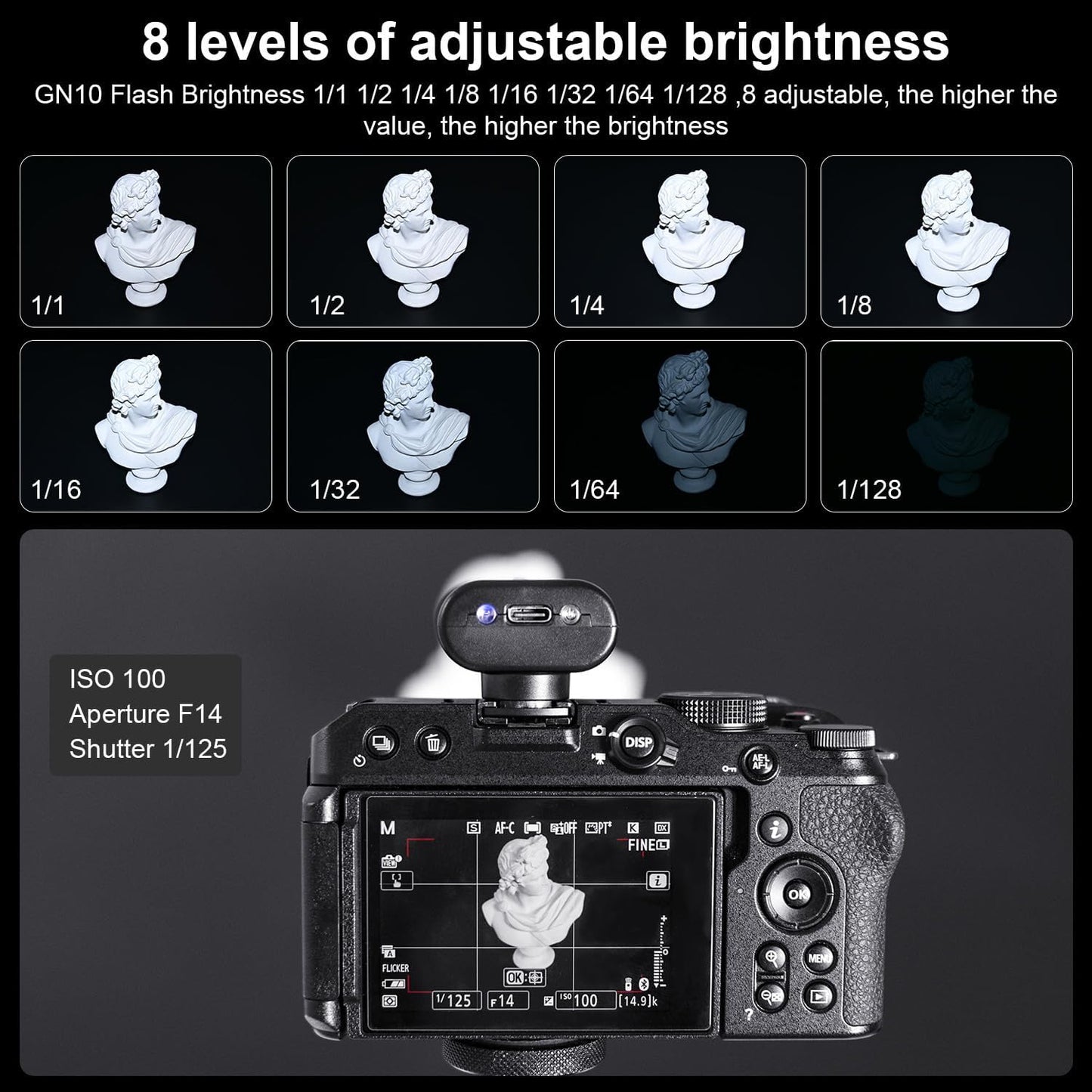 Fomito- F10 / F12 Mini Flash Camare Flash, 3.7V Built-in Lithium Battery, GN10 / GN12 with 8 Levels Flash Power, CCT 5600K for Fuji, for Canon, for Nikon, for Sony, for Olympus Camera-F0069/F0070/F0071