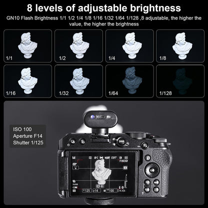 Fomito- F10 / F12 Mini Flash Camare Flash, 3.7V Built-in Lithium Battery, GN10 / GN12 with 8 Levels Flash Power, CCT 5600K for Fuji, for Canon, for Nikon, for Sony, for Olympus Camera-F0069/F0070/F0071