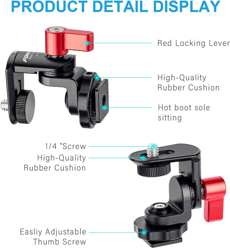 Fomito Rotary Tripod Head Z2 Camera Monitor Holder Mount Arm Hot Shoe Adapter for Flash Speedlite, Field Monitor, LED Video Light, Microphone