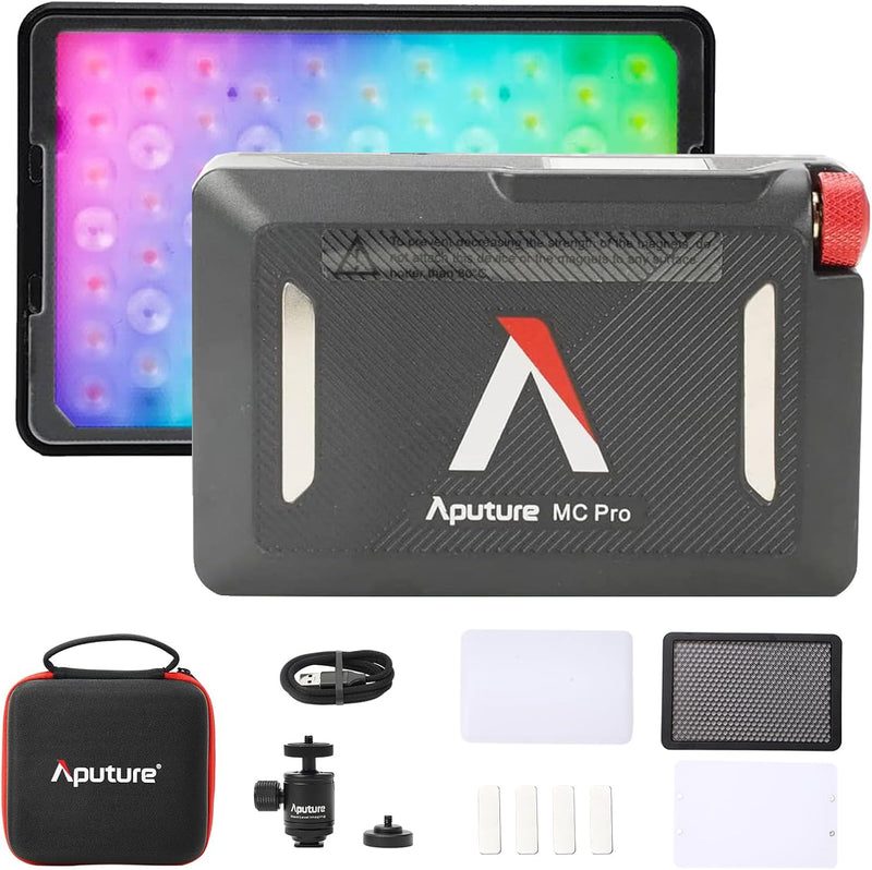 Aputure MC Pro RGBWW On Camera Video Light,5W High Brightness 1585 Lux at 0.5m,2000-10000K Adjustable Magnetic Attraction and IP65 Weatherproo for Photography,Videographer
