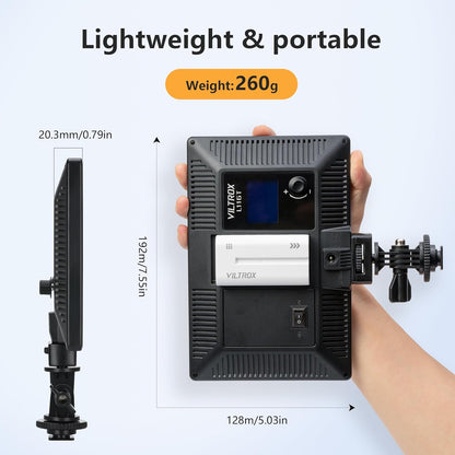 VILTROX 15W LED Video Light Panel, 3300K-5600K On Camera Light, Super Thin Key Light Panel with NP-F550, Led Photography Lighting CRI95+ for Studio Photography Video Recording Live Streaming （L116T