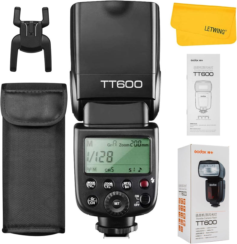 Godox TT600 2.4G Wireless Flash Speedlite Master/Slave Flash with Built-in Trigger System Compatible for Canon Nikon Pentax Olympus Fujifilm Panasonic (TT600)