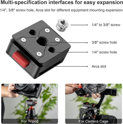 FOMITO-VK-09-Red V-Mount Mounting Base for Quick Release Plate and V-Mount Battery, Max Load-Bearing Capacity 55.12lbs/25kg, with 1/4 Threaded Hole with Cameras Stabilizers Slider Tripods etc-F0033