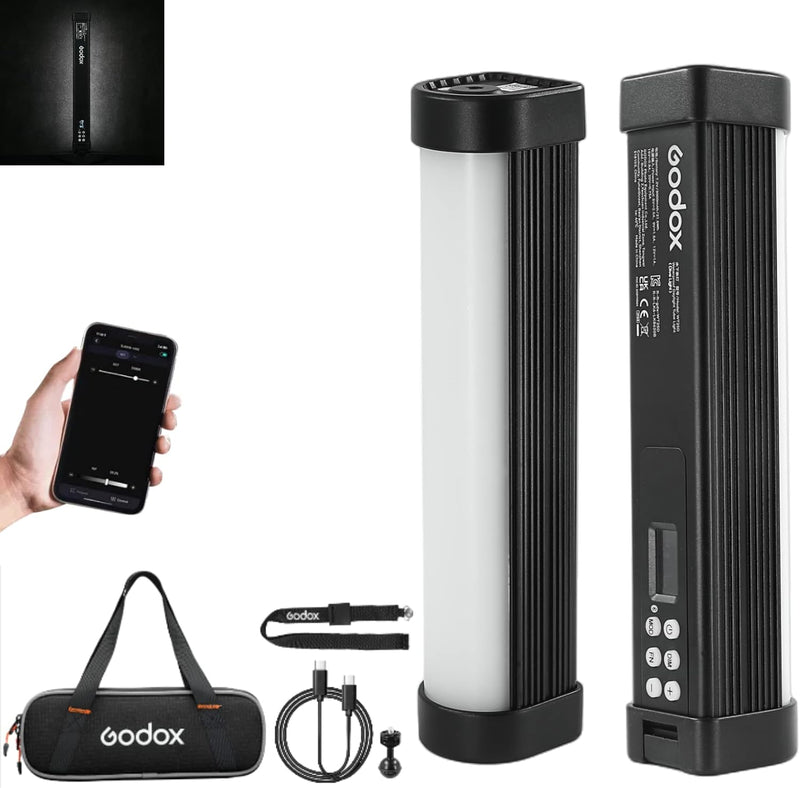 Godox WT25D Daylight Waterproof LED Tube Light, 24W 9.8'' 5600K Underwater LED Light CRI/TLCI 96+ Dimming 0-100%, Supports 40m Dive Depth Bluetooth APP Control