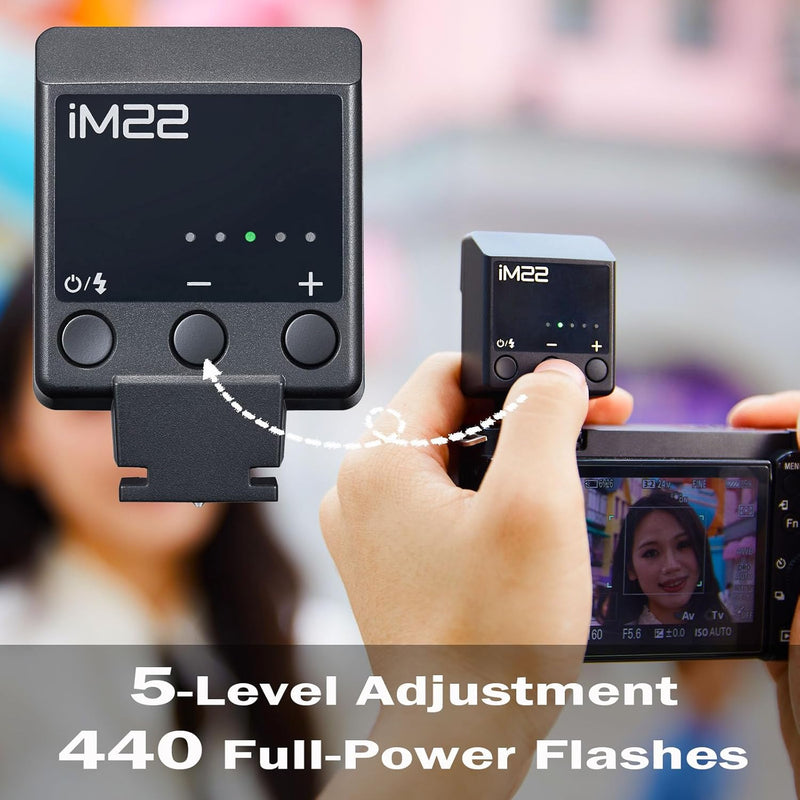 Camera Flash Godox iM22 Godox Flash - GN10/470 mAh/Type-c Charge/440 Full-Power Flashes/3s Recycle Times/5 Power Levels/Manual, Camera Flash for Sony zv1/Sony zve10/Ricoh gr3/Fujifilm f1 etc.