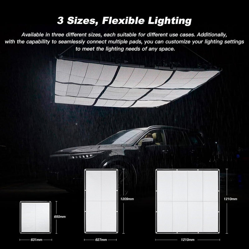 Godox Knowled F600Bi BI-Color Led Video Light Panel with Honeycomb Grid, Foldable Waterproof Flexible LED Mat DMX/CRMX/2.4G/APP Control for Film, Broadcast, Video Production & Photography (4 x 4')