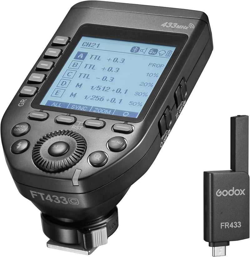 GODOX FT433-C HSS TTL Wireless Flash Trigger for Canon Cameras,433 MHz Signal Control,TCM Switch,Hot Shoe,Single-Contact, Rapid-Fire