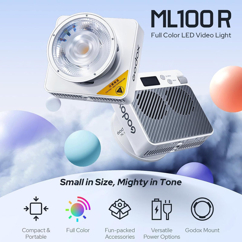 Godox ML100R RGB LED Video Light 110W CCT 1800K-10000K,App Control for Portraits Photography Lighting,YouTube/TikTok Video Recording,Filming,Live Streaming,Studio Lighting Production