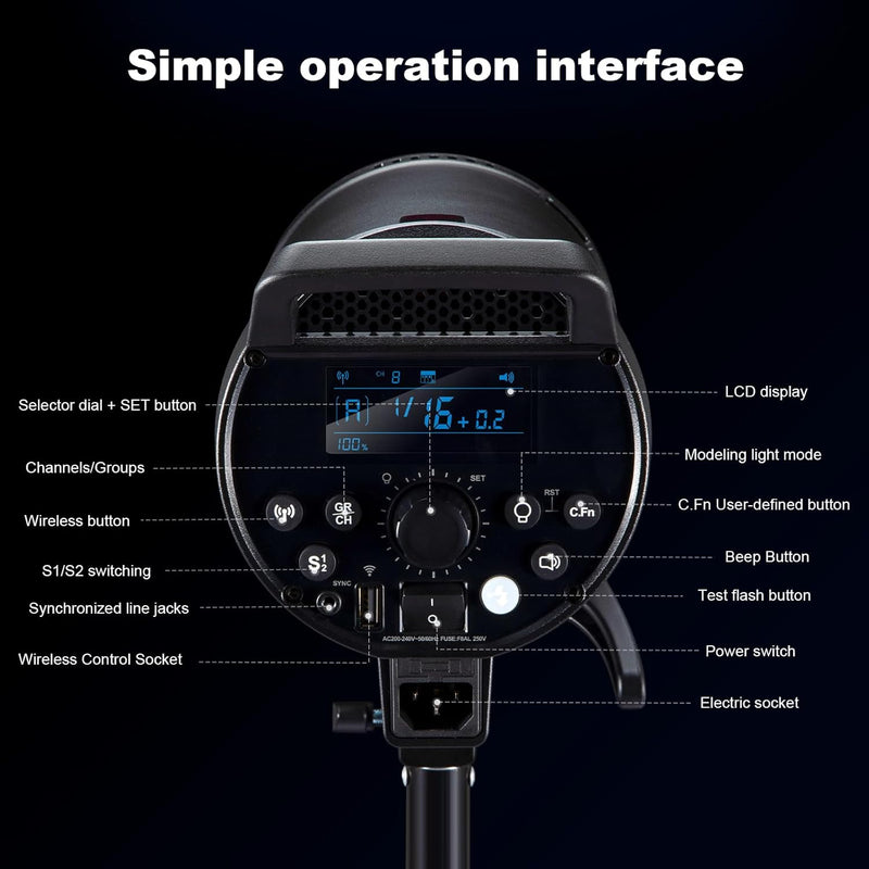 Godox DP1000III-V DP1000IIIV Studio Flash, 1000ws Daylight Outdoor Strobe Monolight, 2.4G Wireless X System, 30W Modeling Lamp, Bowens Mount for Wedding Product Portrait Photography