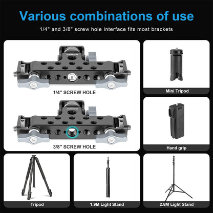 Fomito- Z4T Three-Head Multi-Functional Live Stands Camera Monitor Holder Mount Arm Hot Shoe Adapter Swivel and Tilt Adjustable Monitor Mount for Field Monitor, Smartphone, Led Video Light, Microphone-F0016/F0017