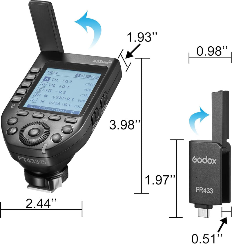GODOX FT433-C HSS TTL Wireless Flash Trigger for Canon Cameras,433 MHz Signal Control,TCM Switch,Hot Shoe,Single-Contact, Rapid-Fire