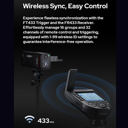 GODOX FT433-S HSS TTL Wireless Flash Trigger for Sony Camera,433 MHz Signal Control,TCM Switch,Hot Shoe,Single-Contact, Rapid-Fire