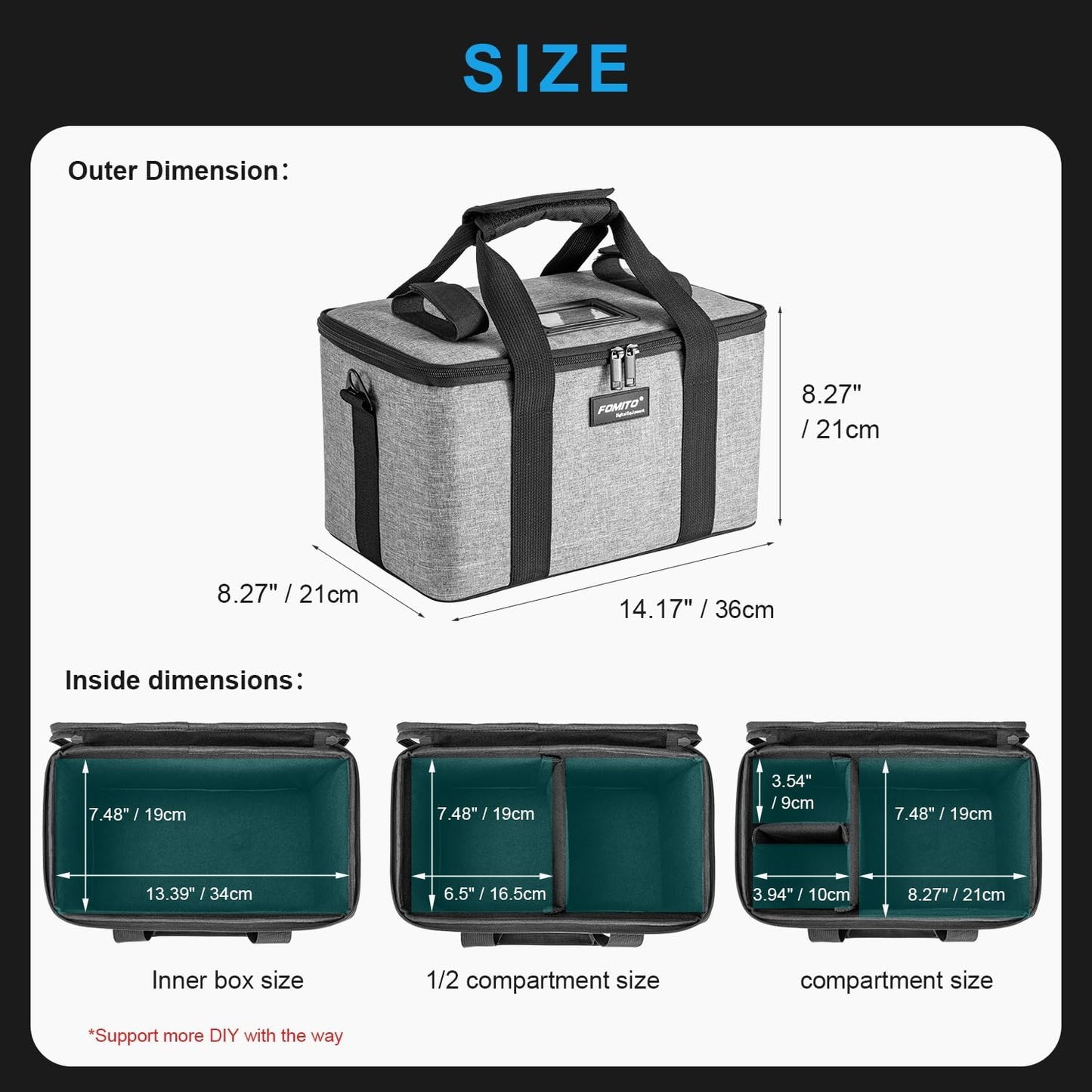 FOMITO-AB-20B Foldable Camera Bag for DSLR/Gimbal/Drone 35x21x20cm Shockproof Case Foam Compartments & Carry Handle-F0188