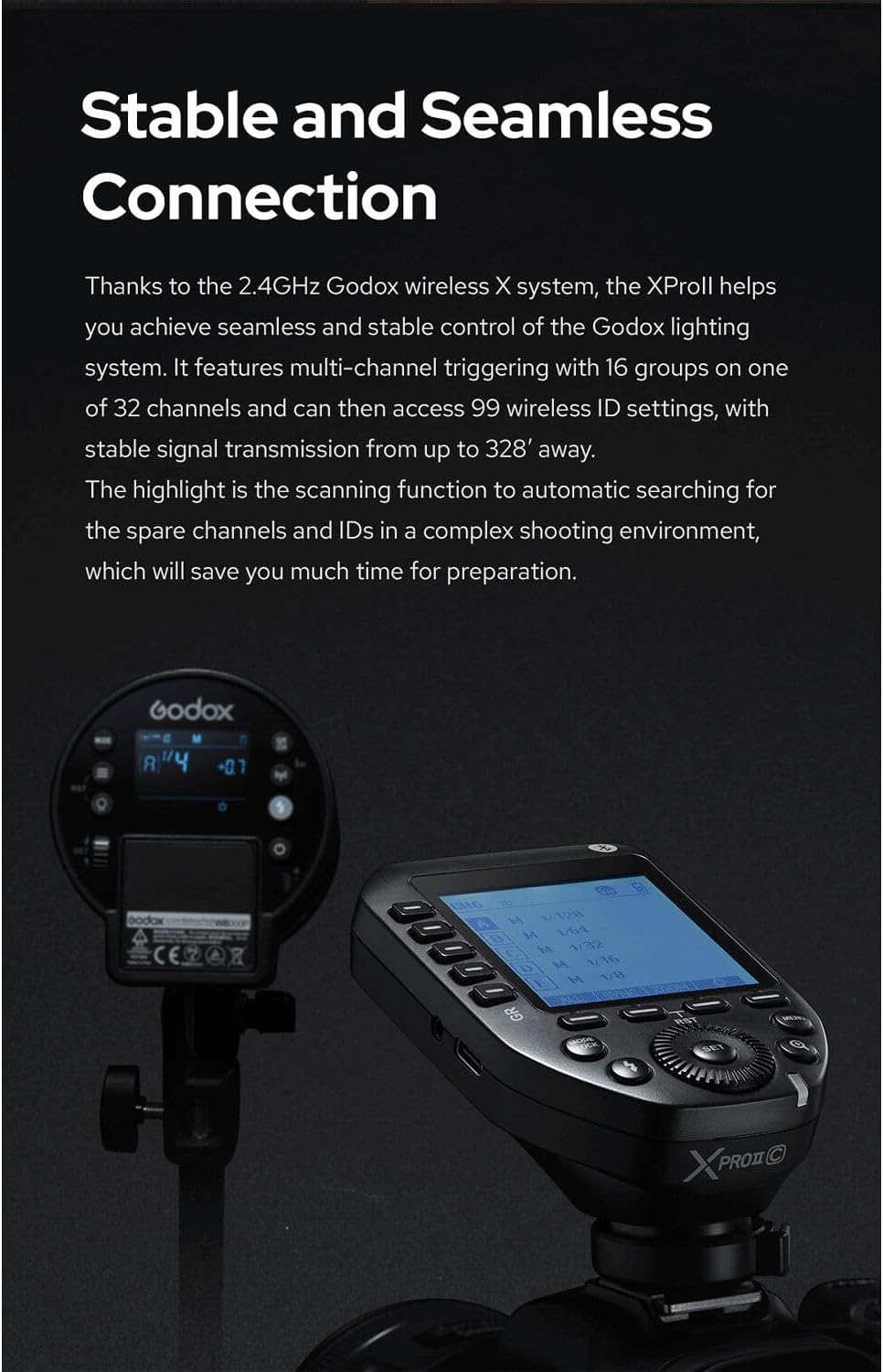 Godox XProII XProII-O XProIIO TTL 2.4G Wireless Flash Trigger for Olympus & Panasonic Cameras, HSS 1/8000s, GodoxPhoto APP Control, New Hotshoe Locking, Modeling Light, Zoom Setting(Xpro-O Version 2)