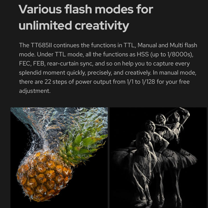Godox TT685II-F Flash for Fuji TTL Speedlight Camera Flash, 2.4G Wireless X System, HSS 1/8000S Speedlite for Fujifilm Fuji Cameras X-T2 X-T1 X-T10 X-A3 X-E1 X-Pro1 X100F X100T (Upgraded TT685F)