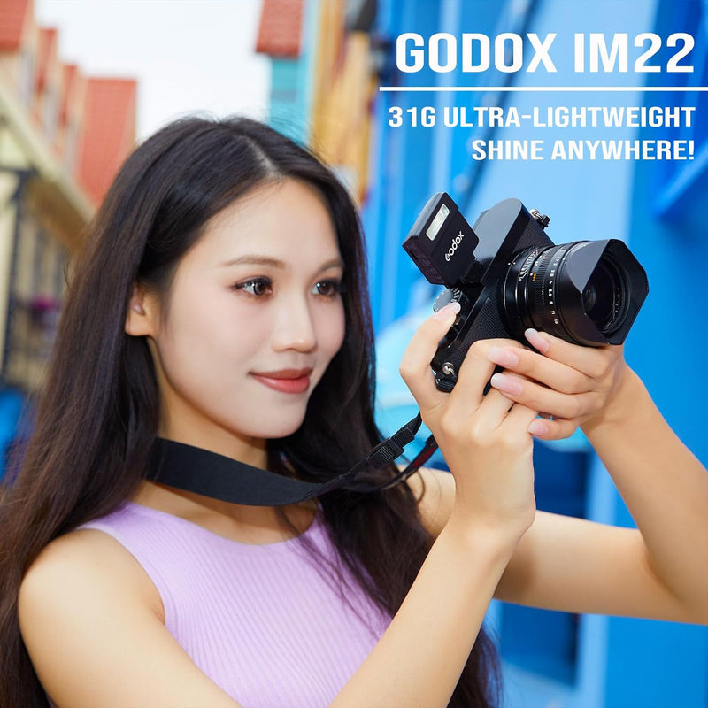 Camera Flash Godox iM22 Godox Flash - GN10/470 mAh/Type-c Charge/440 Full-Power Flashes/3s Recycle Times/5 Power Levels/Manual, Camera Flash for Sony zv1/Sony zve10/Ricoh gr3/Fujifilm f1 etc.