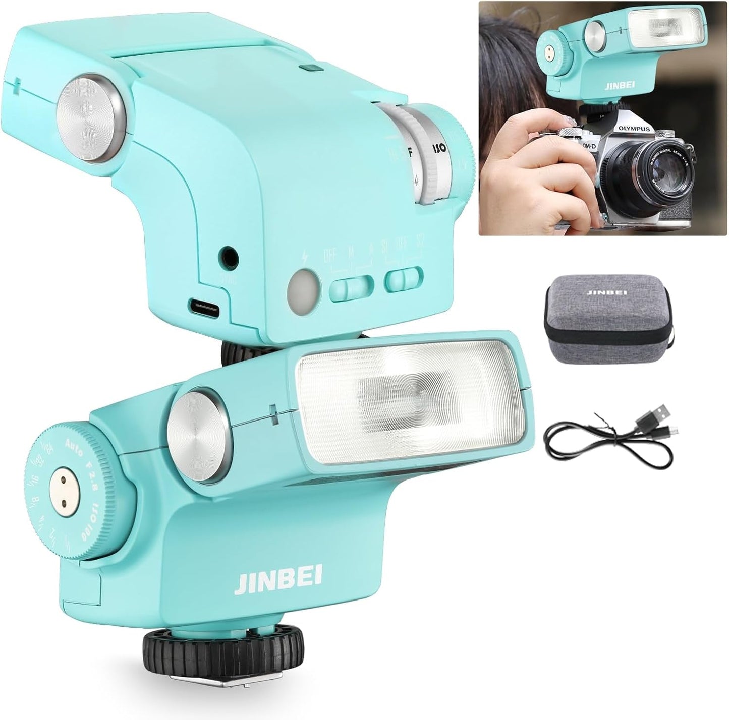 Hi5 Retro Camera Flash with Adjustable Head & Built-in 2500mAh Li-ion Battery, GN16 6000K±200K, S1/S2 Modes, for Sony/Canon/Nikon/Fuji/Olympus Hot Shoe Cameras for Beginners