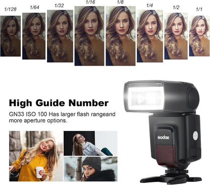GODOX TT520 II Universal On-Camera Flash Speedlite with AT-16 Wireless Trigger Transmitter GN33 S1/S2 Modes Compatible for Canon Nikon Pentax Olympus Fujifilm Panasonic DSLR Cameras with Hot Shoe
