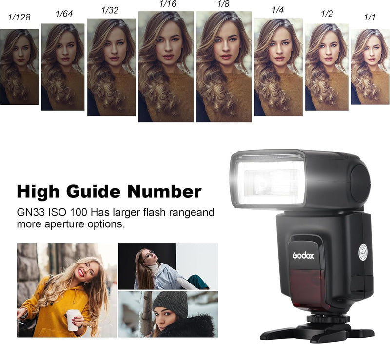 GODOX TT520 II Universal On-Camera Flash Speedlite with AT-16 Wireless Trigger Transmitter GN33 S1/S2 Modes Compatible for Canon Nikon Pentax Olympus Fujifilm Panasonic DSLR Cameras with Hot Shoe