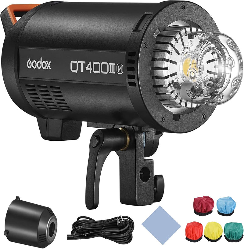 GODOX QT400IIIM 400W High Speed Studio Flash Light GN65 1/8000s HSS 0.01-0.9S Quick Recycling Time Built-in 2.4G Wireless X System with 40W Modeling Light Bowens Mount for Wedding Portrait Photography