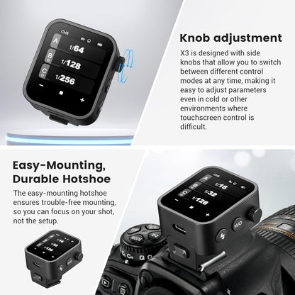 Godox X3-N Touchscreen TTL Wireless Flash Trigger for Nikon Camera, 1/8000s HSS TTL TCM Function, Built-in Battery USB-C Charge Flash Transmitter Compatible with Nikon Z6 D850 D750 D610 D7100 D5300