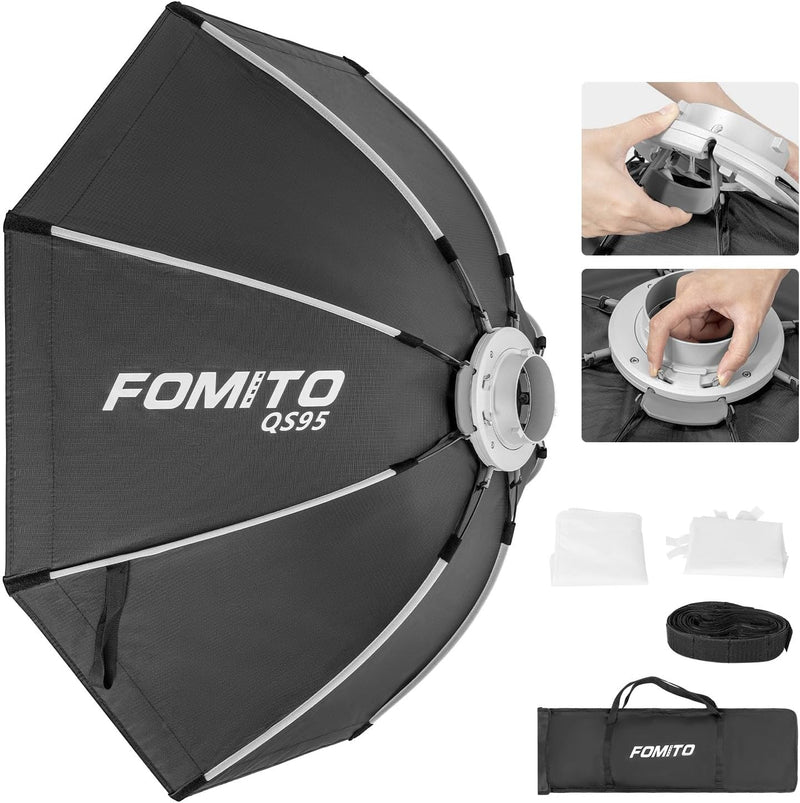 FOMITO 24"x35"/60x90cm Rectangular Softbox, Quick Release Bowens Mount Softbox with Honeycomb Grid, Light Diffusers, Bag for Godox SL-60W SL60IID SL150R SL300R Aputure 120d etc