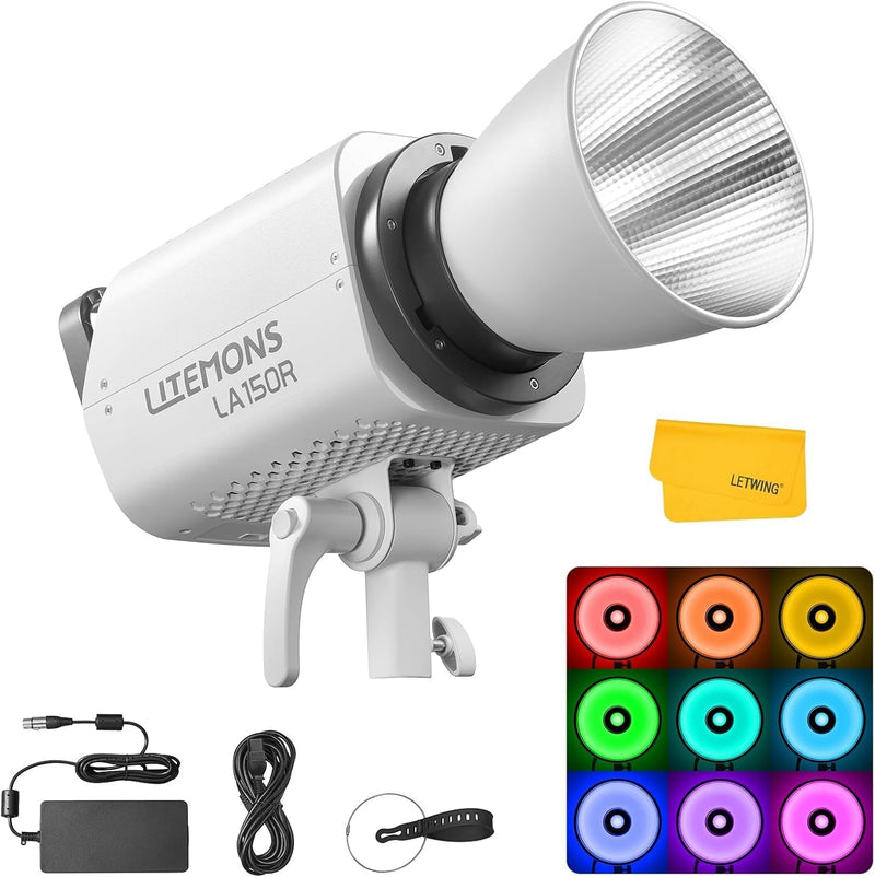 Godox LA150R LED Video Light, 165W Continuous LED Light, RGBW Full Color 1800K-10000K, 14 Light Effects, APP Control, Bowens Mount Studio Light for Photography Video Recording