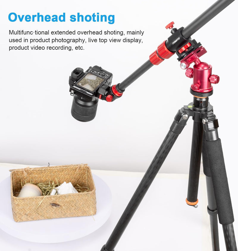 FOMITO Camera Mounts & Clamps - Versatile Tripod Boom & Cross Arm with Length 26cm-80cm - Ideal for Overhead and Horizontal Shoting