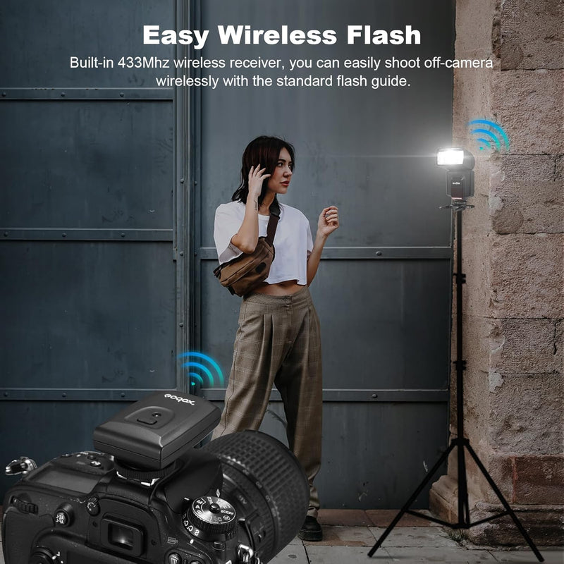 GODOX TT520 II Universal On-Camera Flash Speedlite with AT-16 Wireless Trigger Transmitter GN33 S1/S2 Modes Compatible for Canon Nikon Pentax Olympus Fujifilm Panasonic DSLR Cameras with Hot Shoe