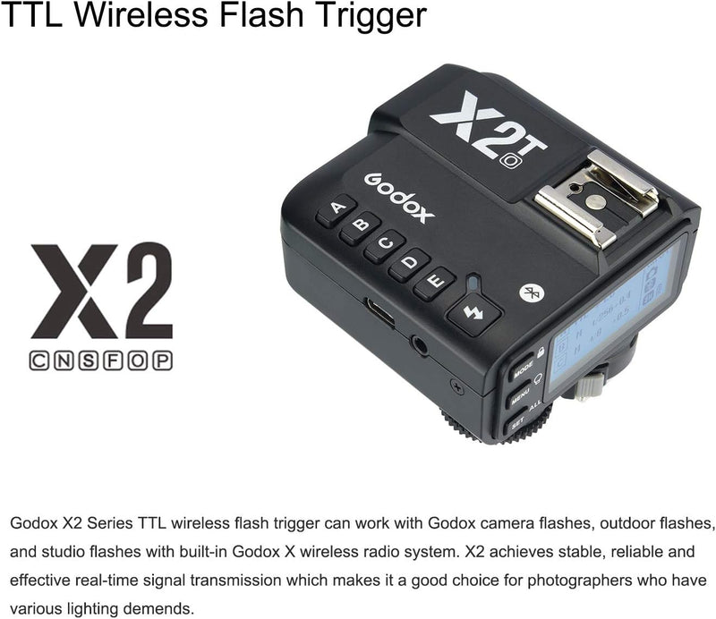Godox X2T-O TTL Wireless Flash Trigger for Olympus Panasonic, Support 1/8000s HSS Function, 5 Dedicated Group Button and 3 Function Button for Quick Setting