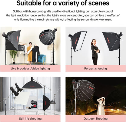 JINBEI Quick Release Rectangular Softbox with Grid and Bowens Mount Speedring 24"x36"(60x90cm)