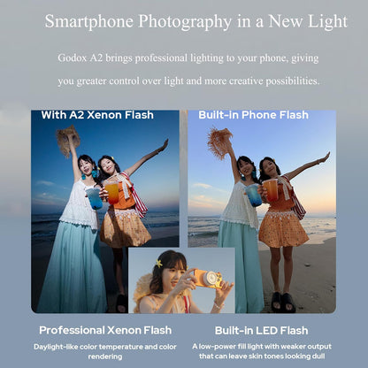 Godox A2 Smartphone Xenon Flash for iPhone (MagSafe Magnetic TTL & 1/8000s HSS)