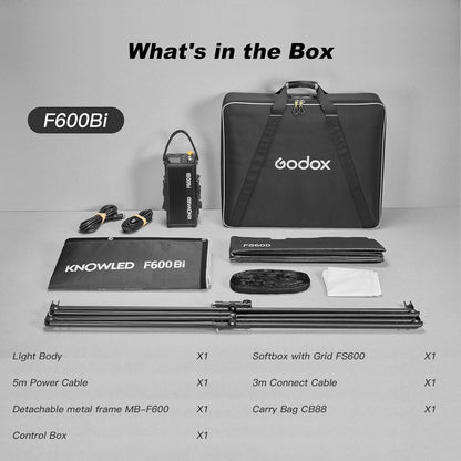 Godox Knowled F600Bi BI-Color Led Video Light Panel with Honeycomb Grid, Foldable Waterproof Flexible LED Mat DMX/CRMX/2.4G/APP Control for Film, Broadcast, Video Production & Photography (4 x 4')