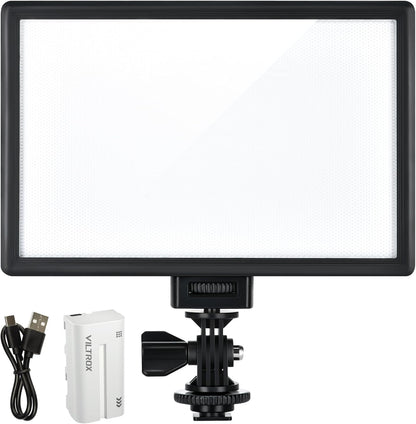 VILTROX 15W LED Video Light Panel, 3300K-5600K On Camera Light, Super Thin Key Light Panel with NP-F550, Led Photography Lighting CRI95+ for Studio Photography Video Recording Live Streaming （L116T