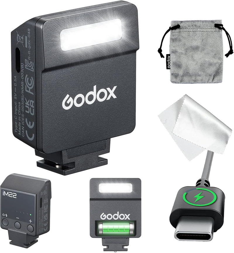 Camera Flash Godox iM22 Godox Flash - GN10/470 mAh/Type-c Charge/440 Full-Power Flashes/3s Recycle Times/5 Power Levels/Manual, Camera Flash for Sony zv1/Sony zve10/Ricoh gr3/Fujifilm f1 etc.