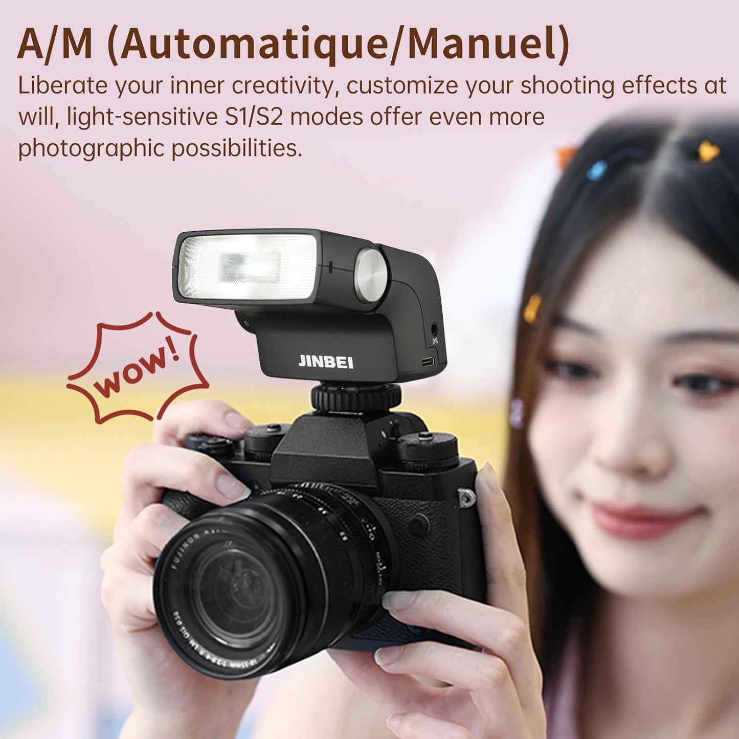 Hi5 Retro Camera Flash with Adjustable Head & Built-in 2500mAh Li-ion Battery, GN16 6000K±200K, S1/S2 Modes, for Sony/Canon/Nikon/Fuji/Olympus Hot Shoe Cameras for Beginners