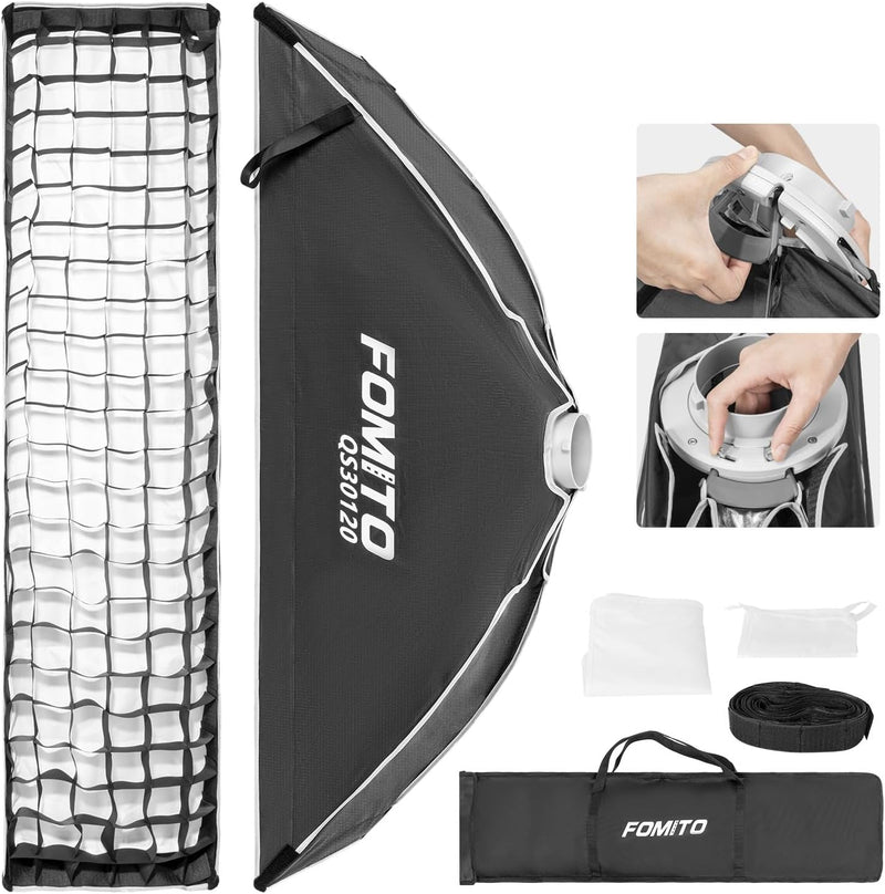 FOMITO 24"x35"/60x90cm Rectangular Softbox, Quick Release Bowens Mount Softbox with Honeycomb Grid, Light Diffusers, Bag for Godox SL-60W SL60IID SL150R SL300R Aputure 120d etc